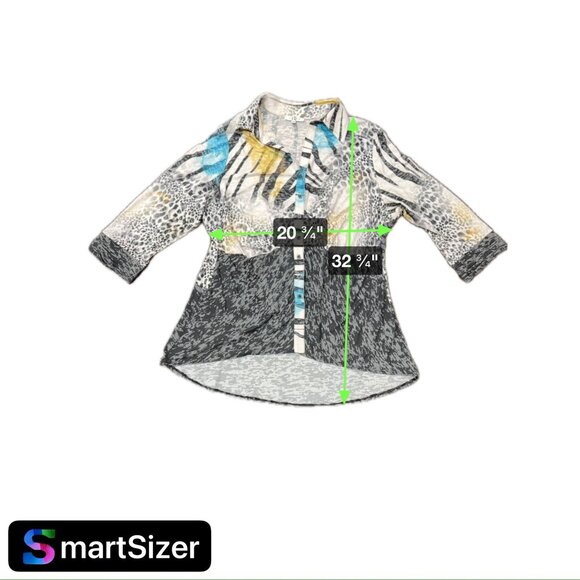 Zebra Print Button-Up Shirt Paris Burn Out Mixed Animal Abstract Pattern Sz 2X - Picture 6 of 8